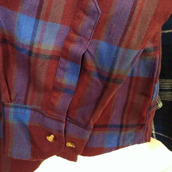 Lot of 2 '90s Northwest Territory Plaid Shackets Over-Shirt -L Pockets Navy Wine - Picture 5 of 10